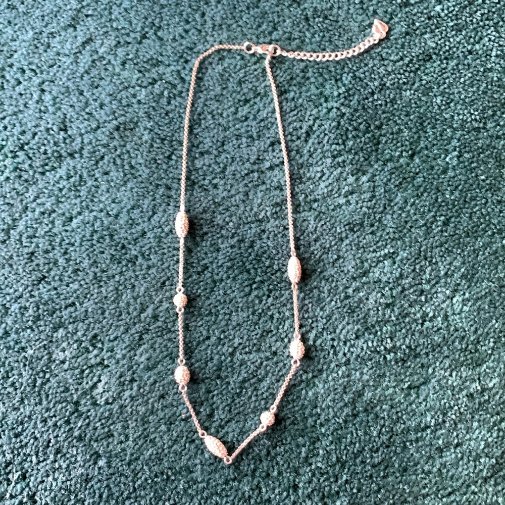 Silver necklace with pave balls